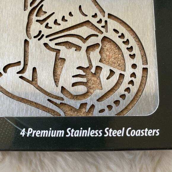 NHL Ottowa Senators Boaster Stainless Steel Coasters Set Of 4 Open Box - Picture 2 of 8